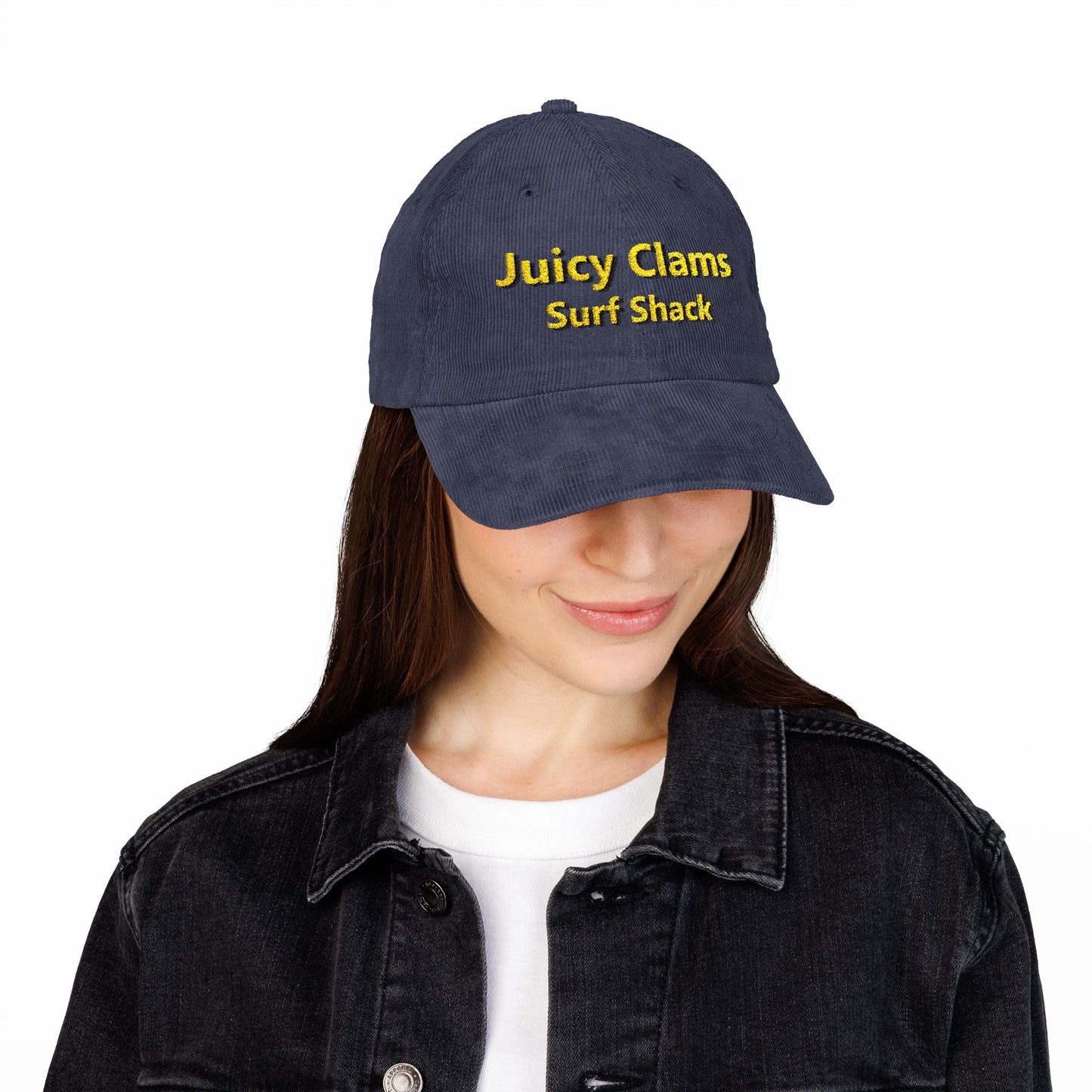 Juicy Clams Embroidered Corduroy Cap (E007)
