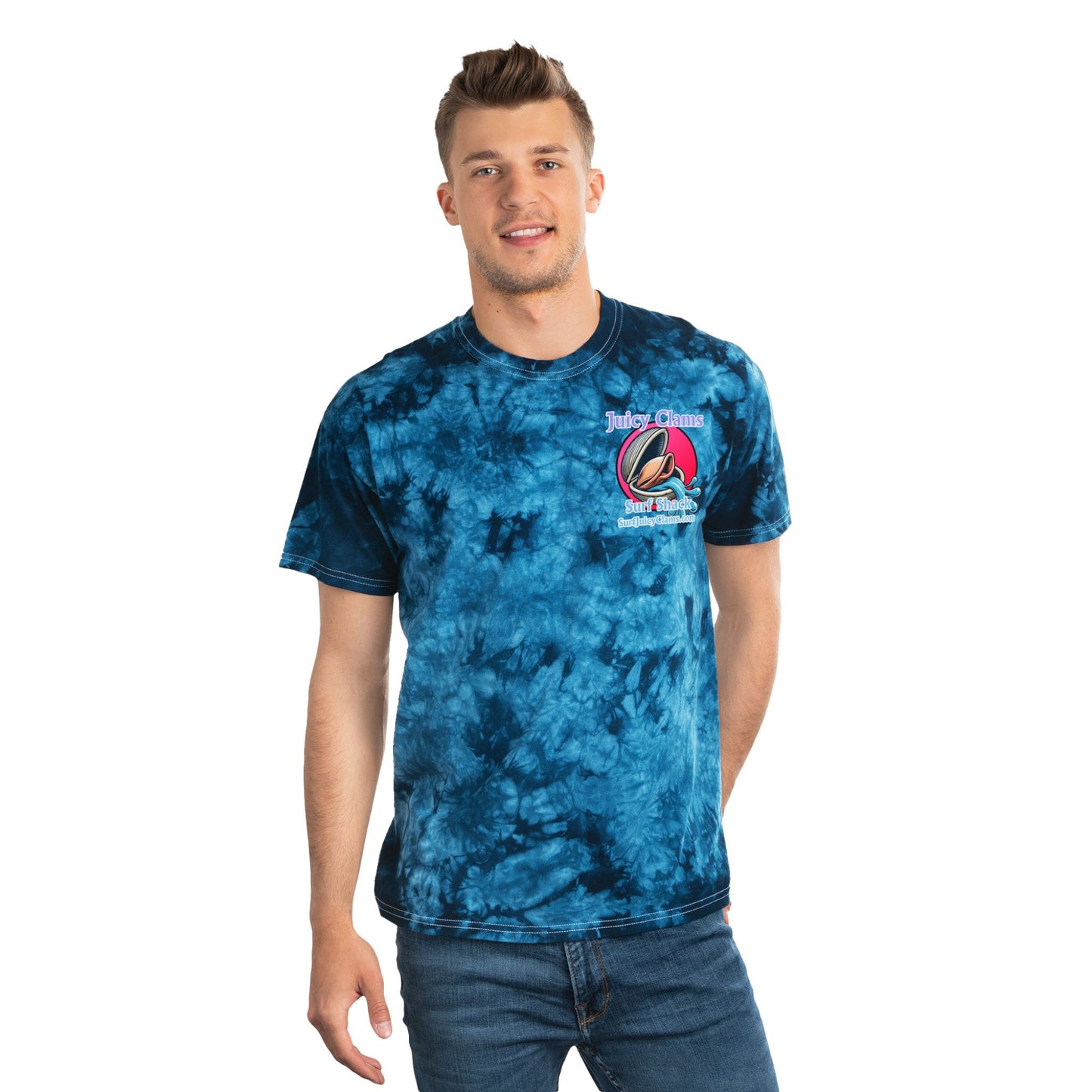 Juicy Clams Unisex Logo Crystal Tie-Dye T-Shirt (A007)