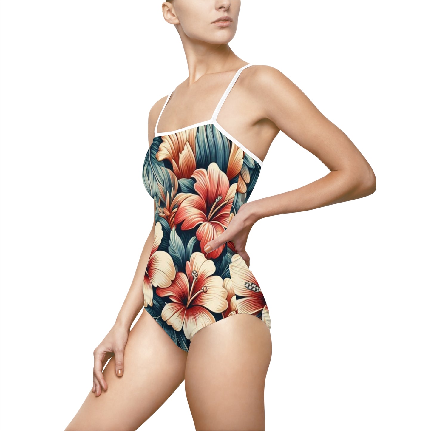 Juicy Clams Women's Spaghetti Strap One-Piece Swimsuit (1091)