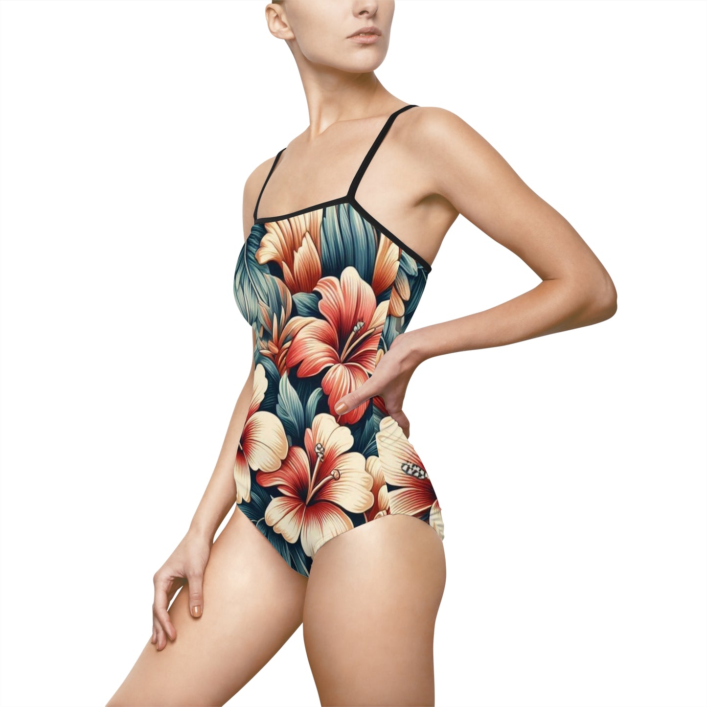 Juicy Clams Women's Spaghetti Strap One-Piece Swimsuit (1091)
