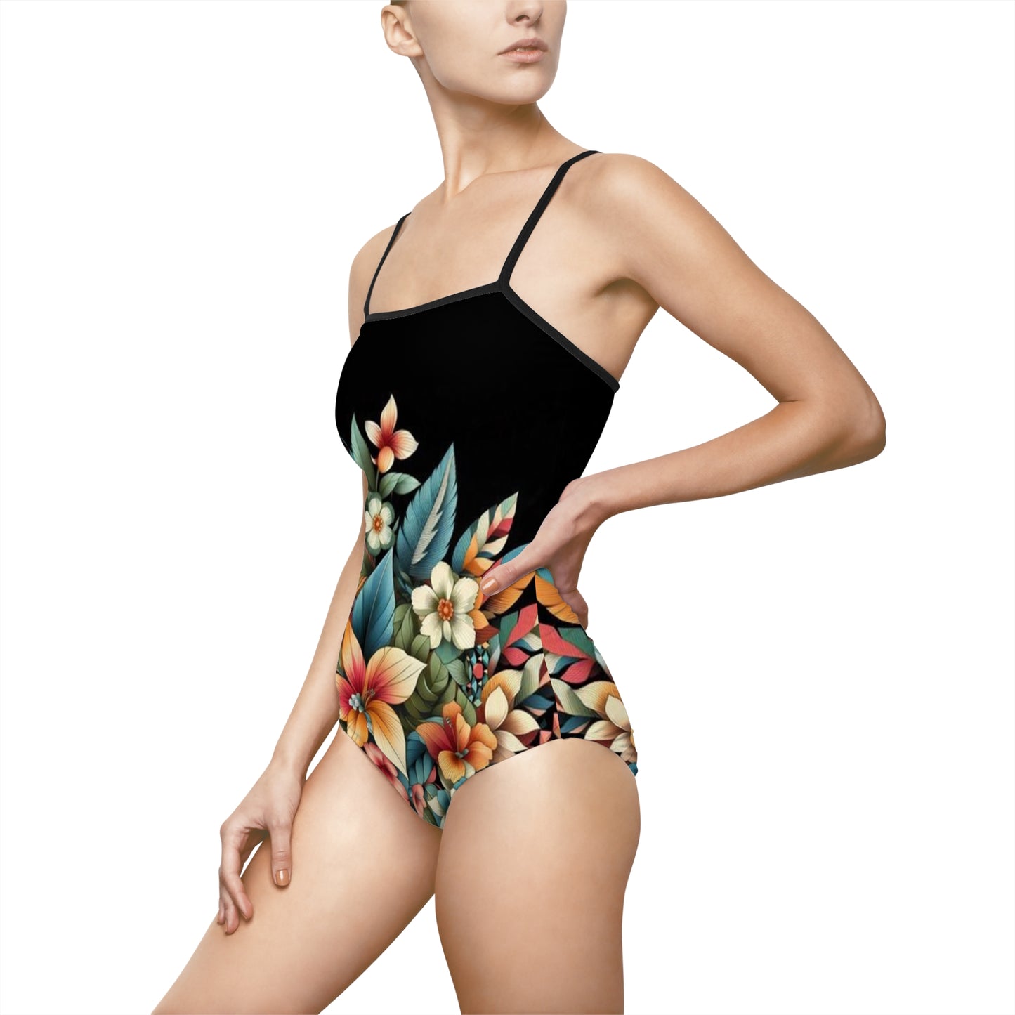 Juicy Clams Women's Spaghetti Strap One-Piece Swimsuit (1158)