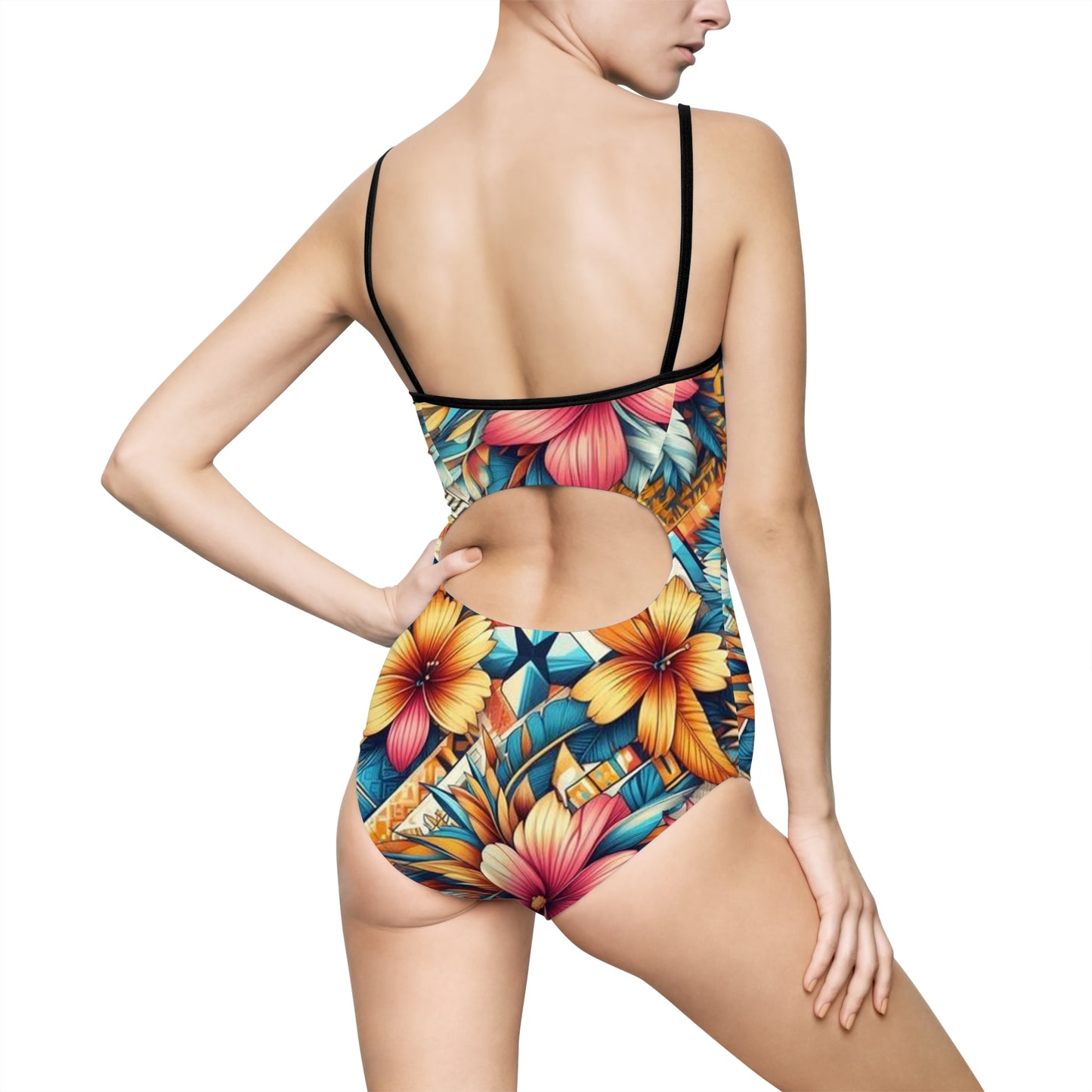 Juicy Clams Women's Spaghetti Strap One-Piece Swimsuit (1162)