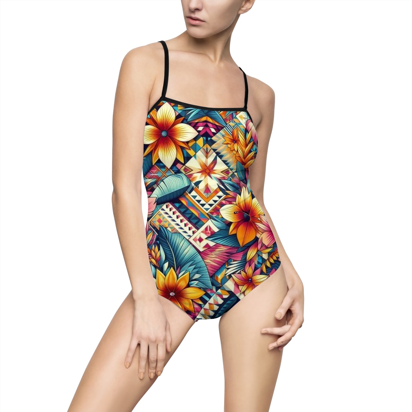 Juicy Clams Women's Spaghetti Strap One-Piece Swimsuit (1035)