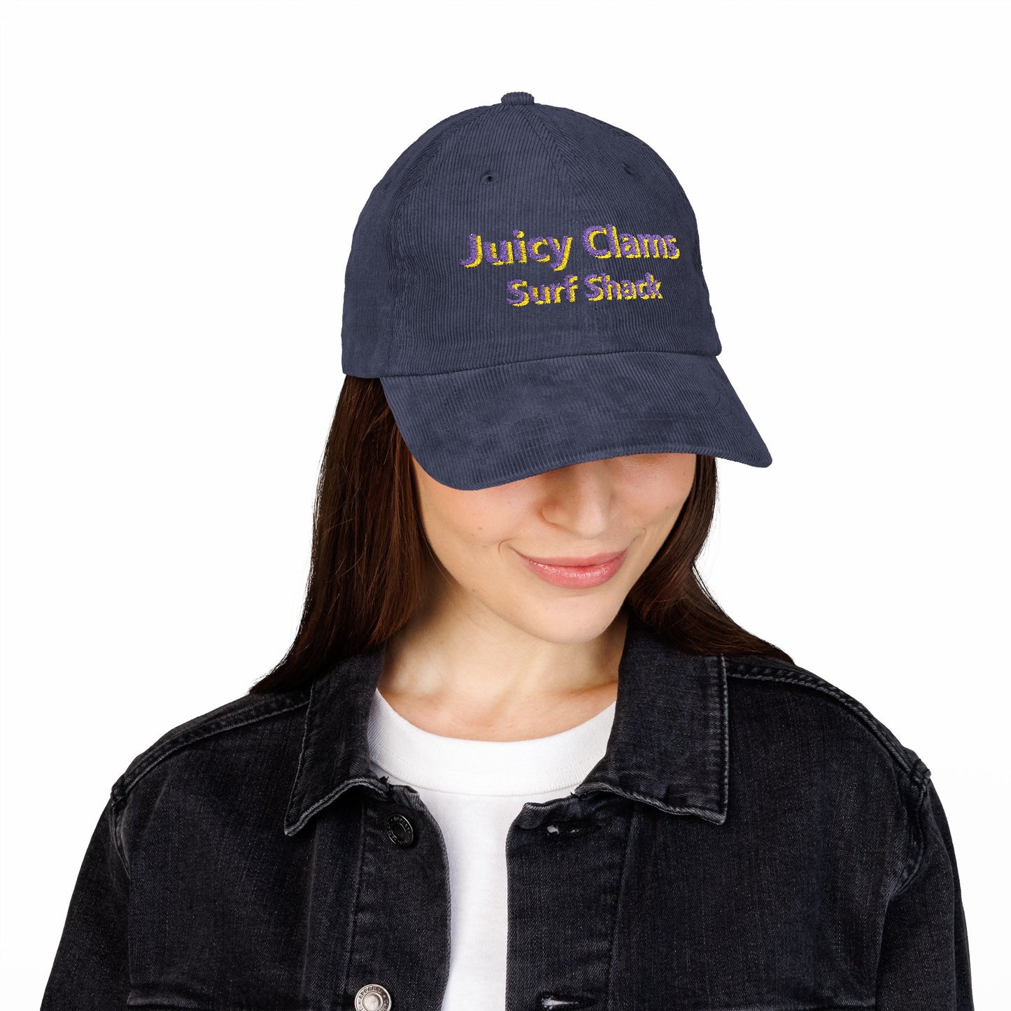 Juicy Clams Embroidered Corduroy Cap (E006)