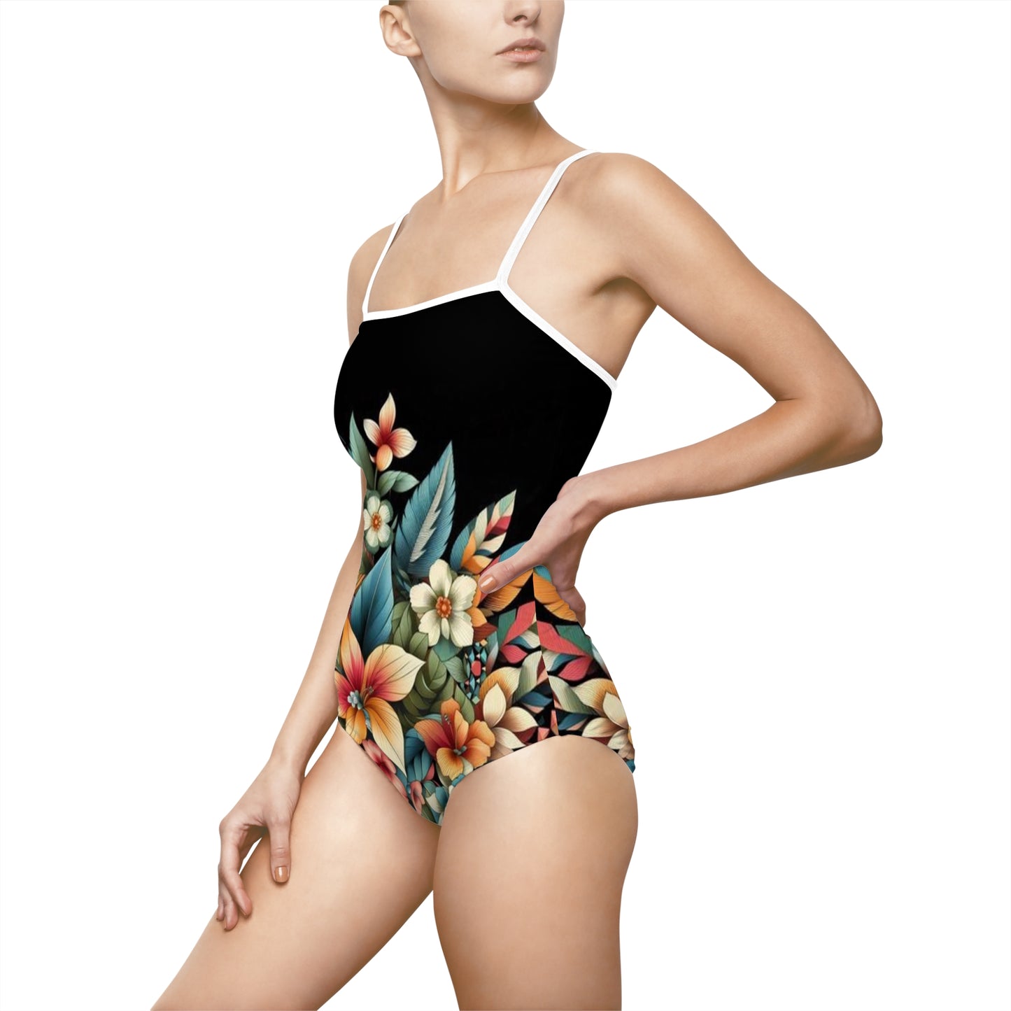 Juicy Clams Women's Spaghetti Strap One-Piece Swimsuit (1158)