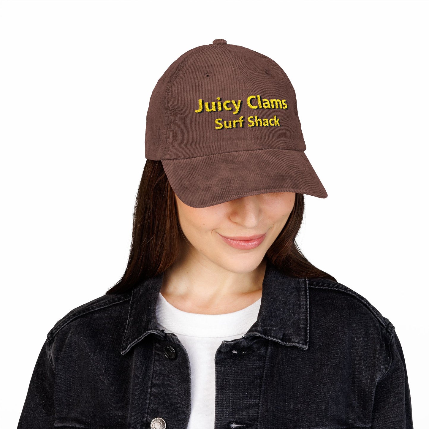 Juicy Clams Embroidered Corduroy Cap (E007)