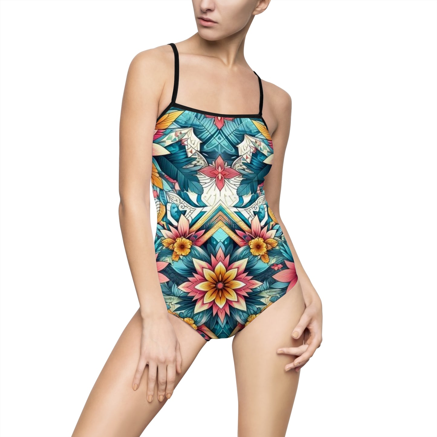 Juicy Clams Women's Spaghetti Strap One-Piece Swimsuit (1026)