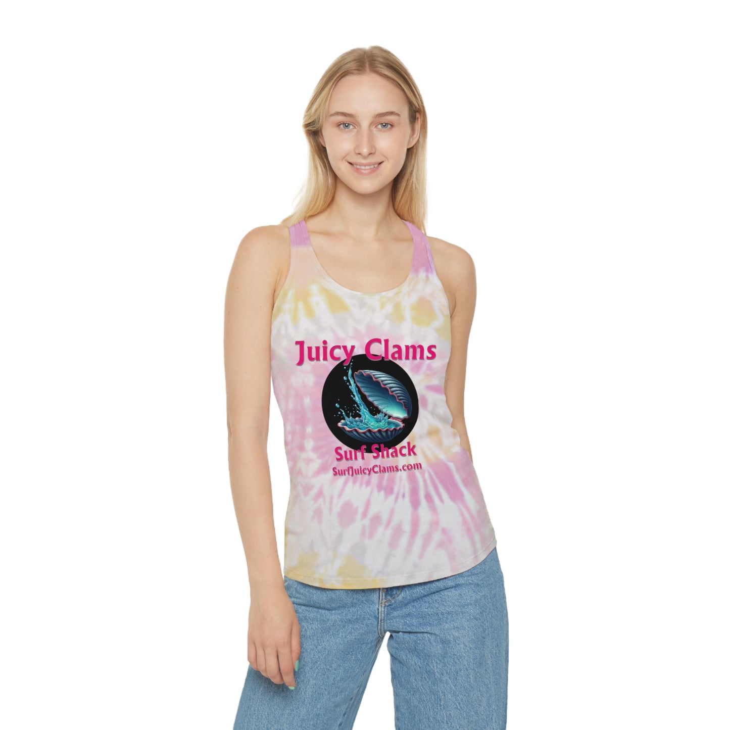 Juicy Clams Tie Dye Racerback Tank Top (L010)