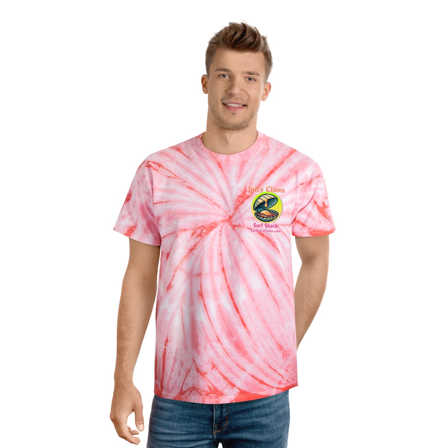 Juicy Clams Unisex Logo Cyclone Tie-Dye T-Shirt (A010)