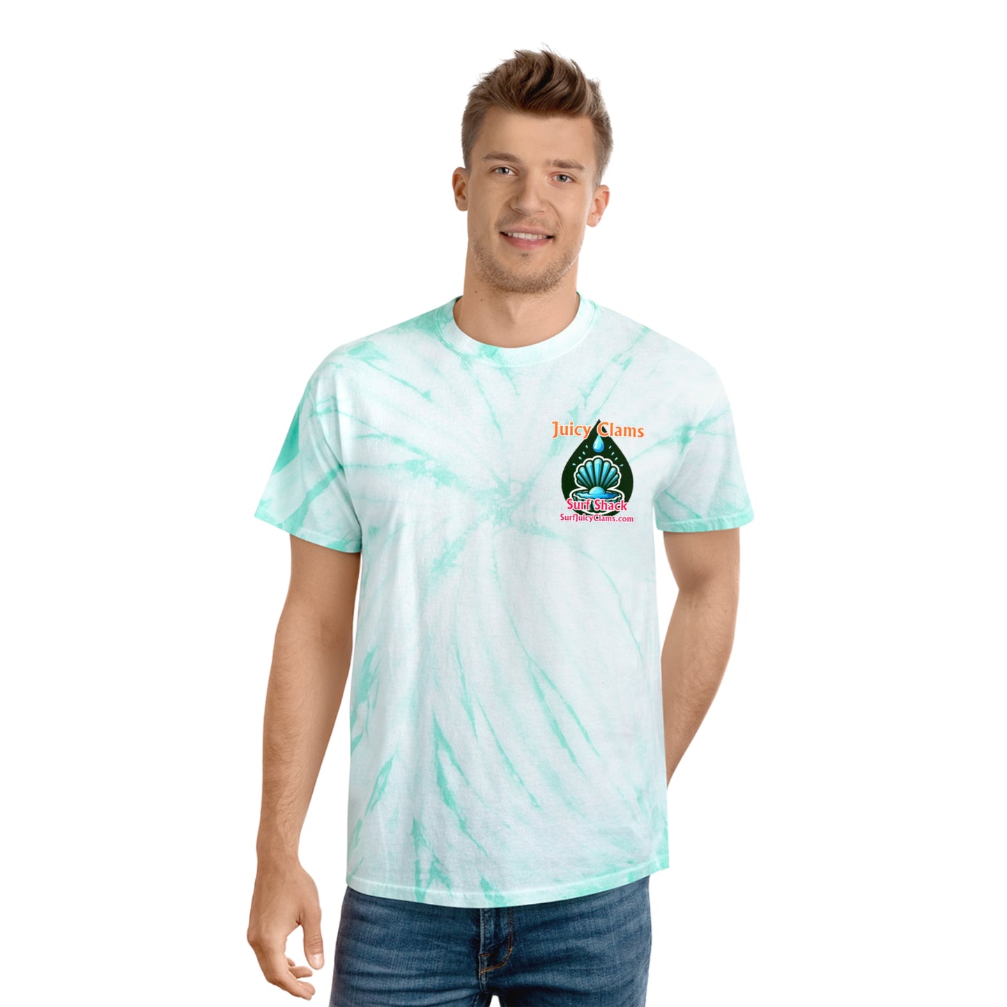 Juicy Clams Unisex Logo Cyclone Tie-Dye T-Shirt (A015)