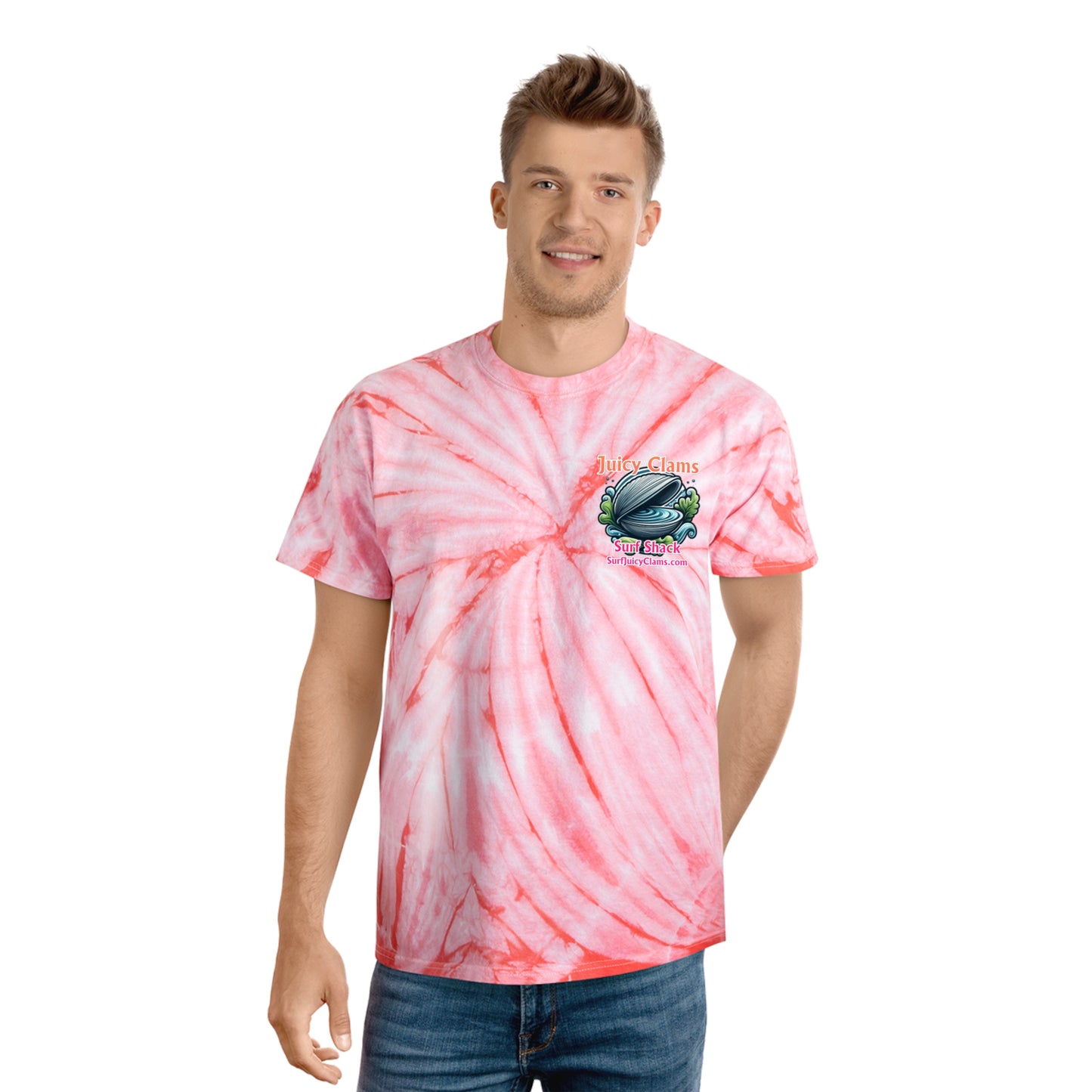 Juicy Clams Unisex Logo Cyclone Tie-Dye T-Shirt (A013)