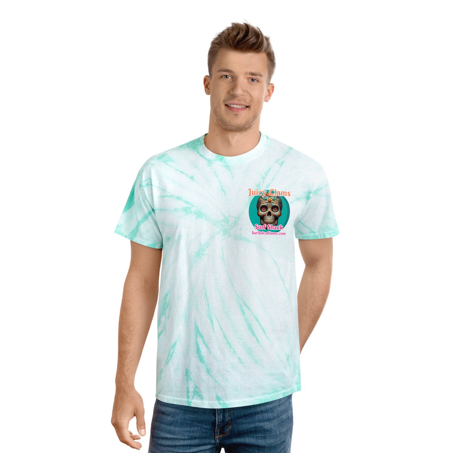 Juicy Clams Unisex Logo Cyclone Tie-Dye T-Shirt (A014)