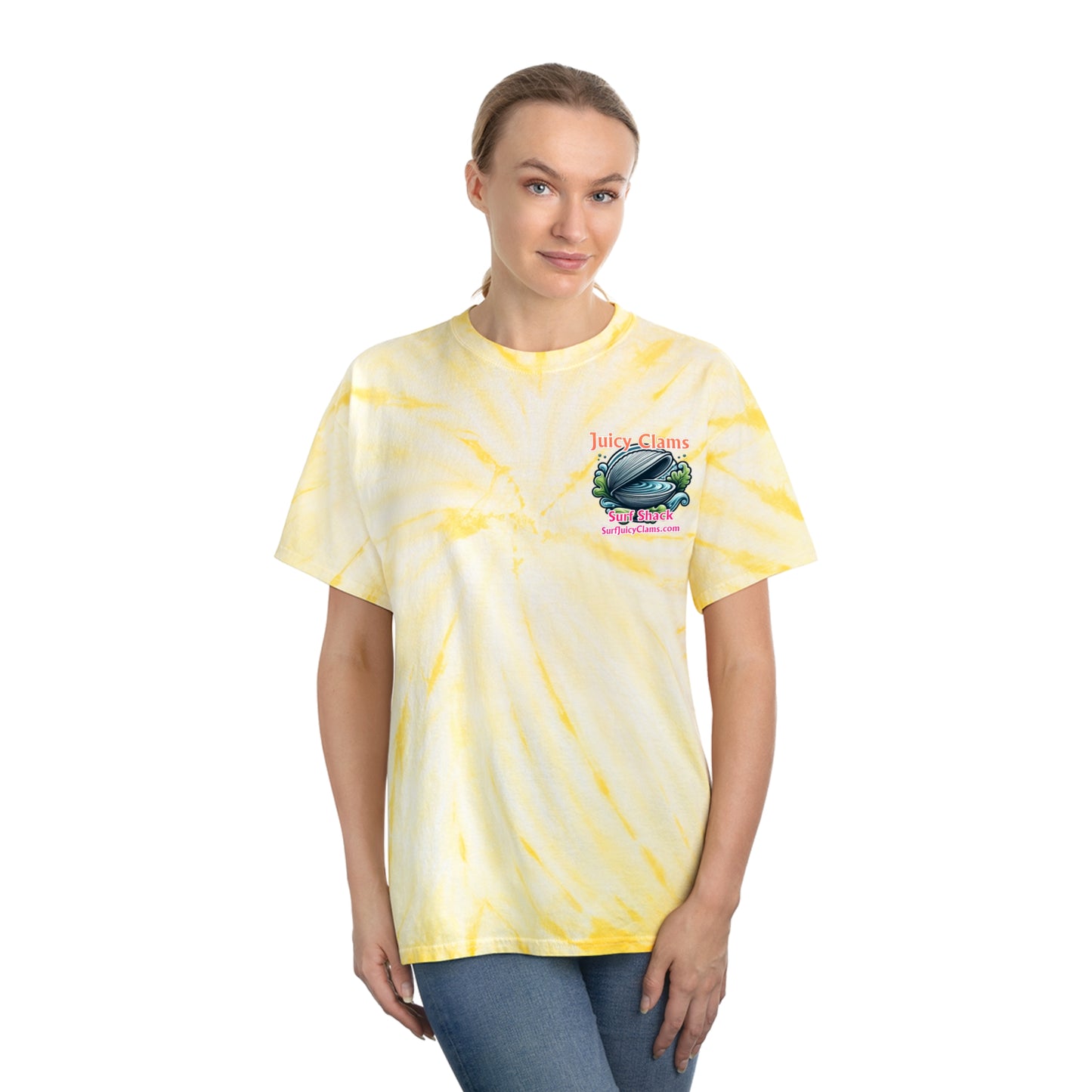 Juicy Clams Unisex Logo Cyclone Tie-Dye T-Shirt (A013)