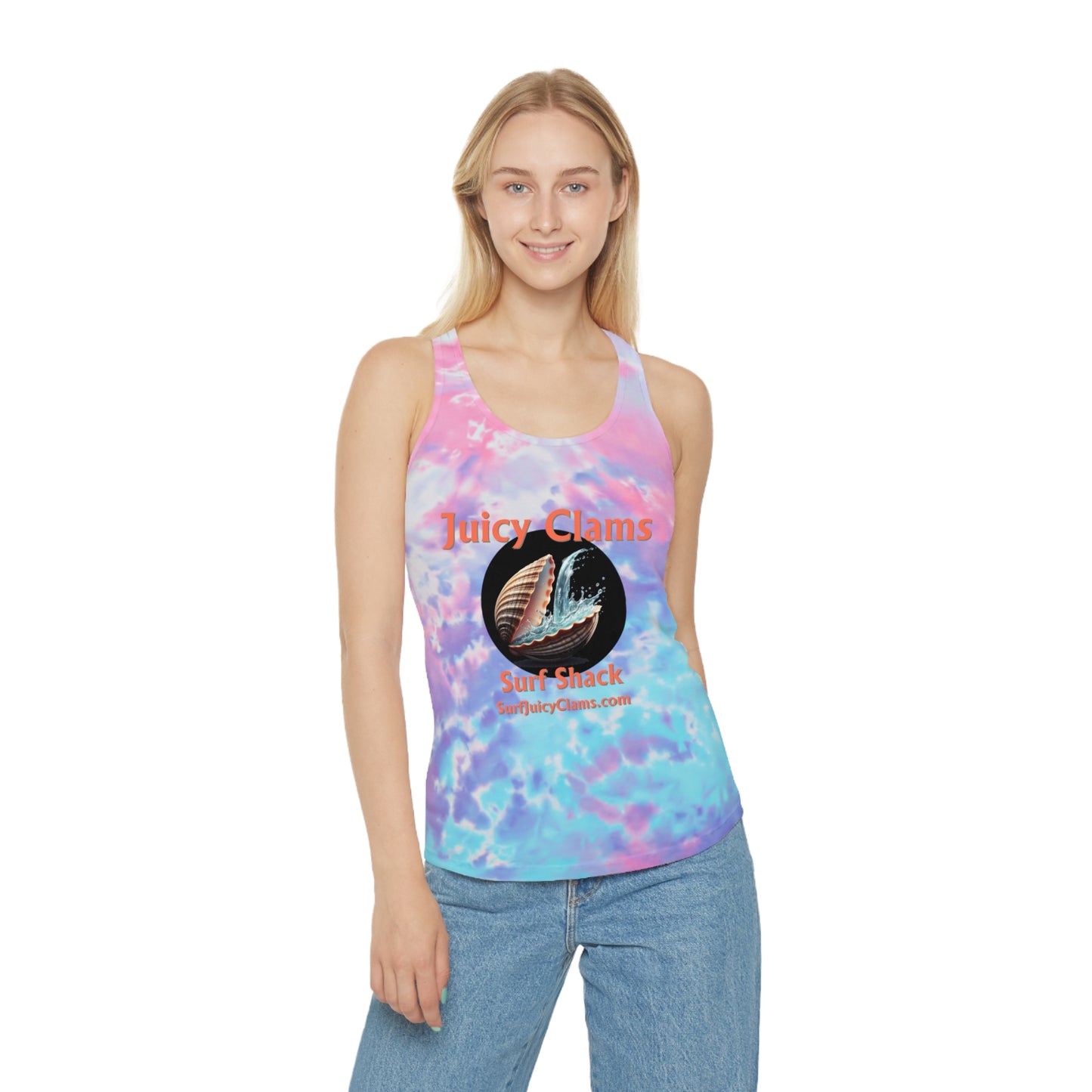 Juicy Clams Tie Dye Racerback Tank Top (L007)