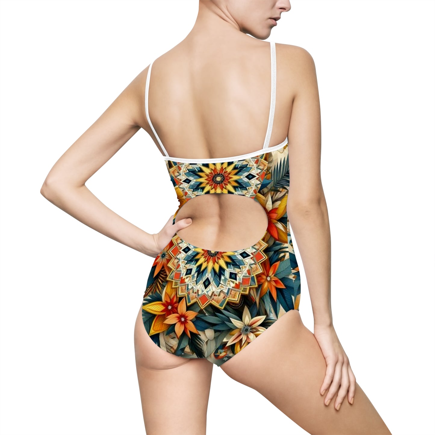 Juicy Clams Women's Spaghetti Strap One-Piece Swimsuit (H047)