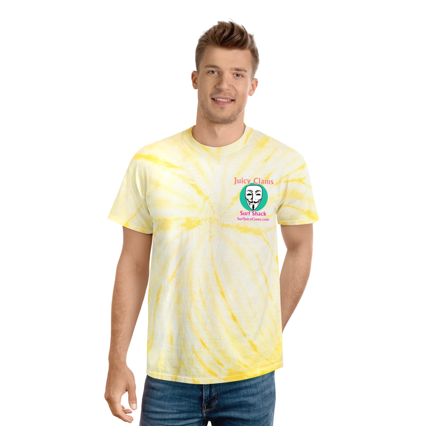 Juicy Clams Unisex Logo Cyclone Tie-Dye T-Shirt (A009)