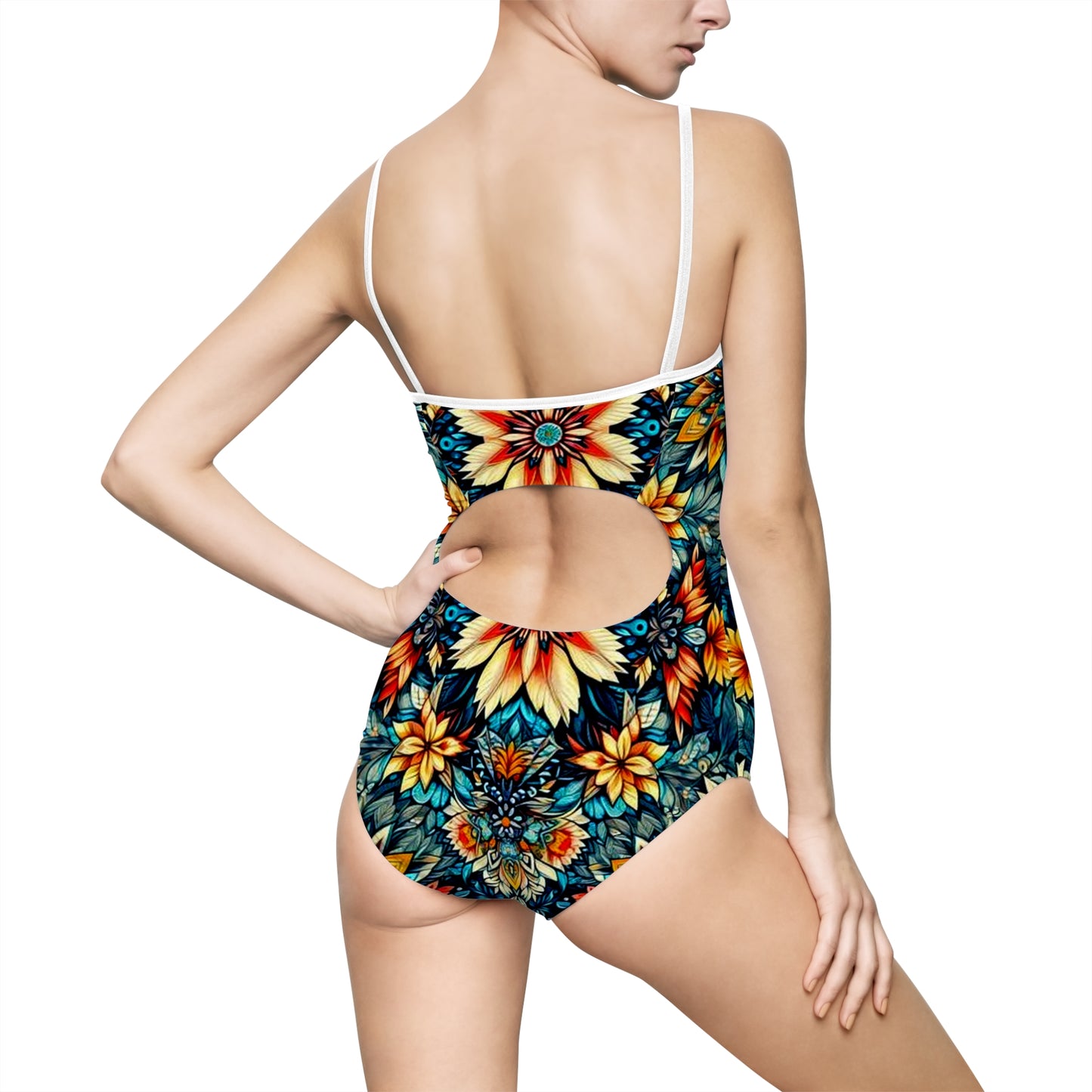 Juicy Clams Women's Spaghetti Strap One-Piece Swimsuit (H005)