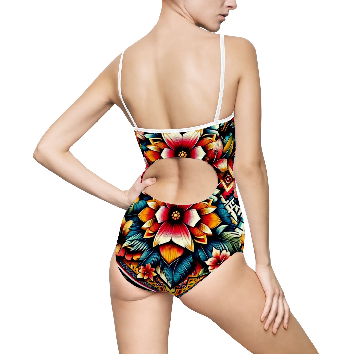 Juicy Clams Women's Spaghetti Strap One-Piece Swimsuit (H086)
