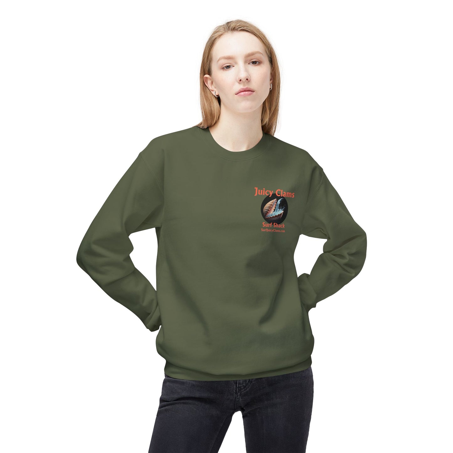 Juicy Clams Unisex Midweight Fleece Crewneck Sweatshirt (L007)