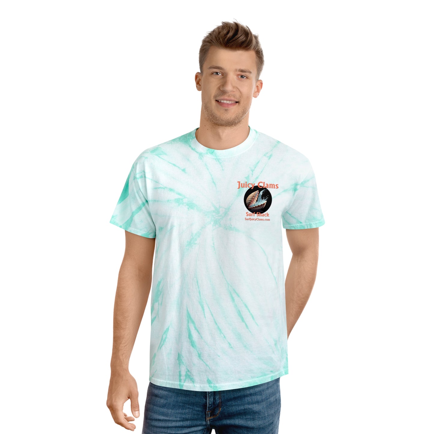 Juicy Clams Unisex Logo Cyclone Tie-Dye T-Shirt (A011)