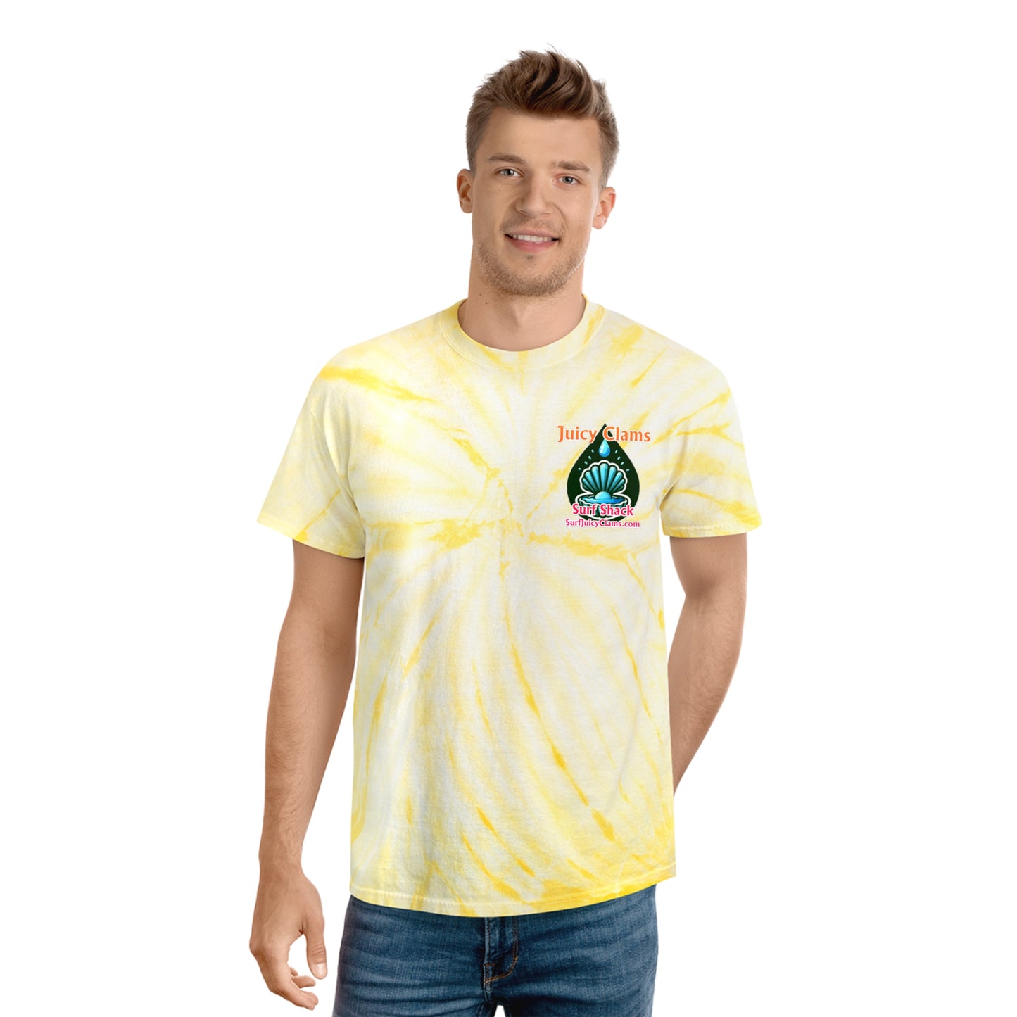 Juicy Clams Unisex Logo Cyclone Tie-Dye T-Shirt (A015)