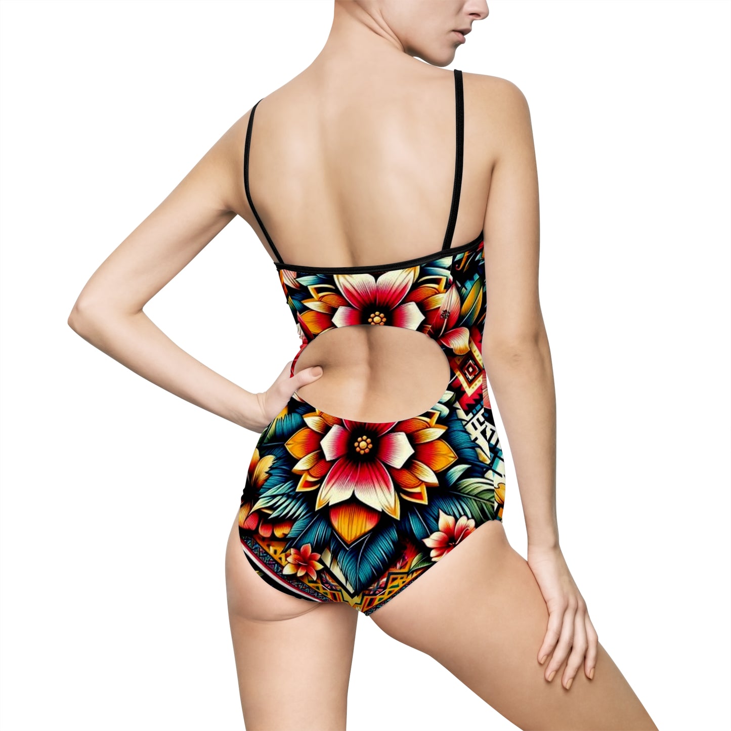 Juicy Clams Women's Spaghetti Strap One-Piece Swimsuit (H086)