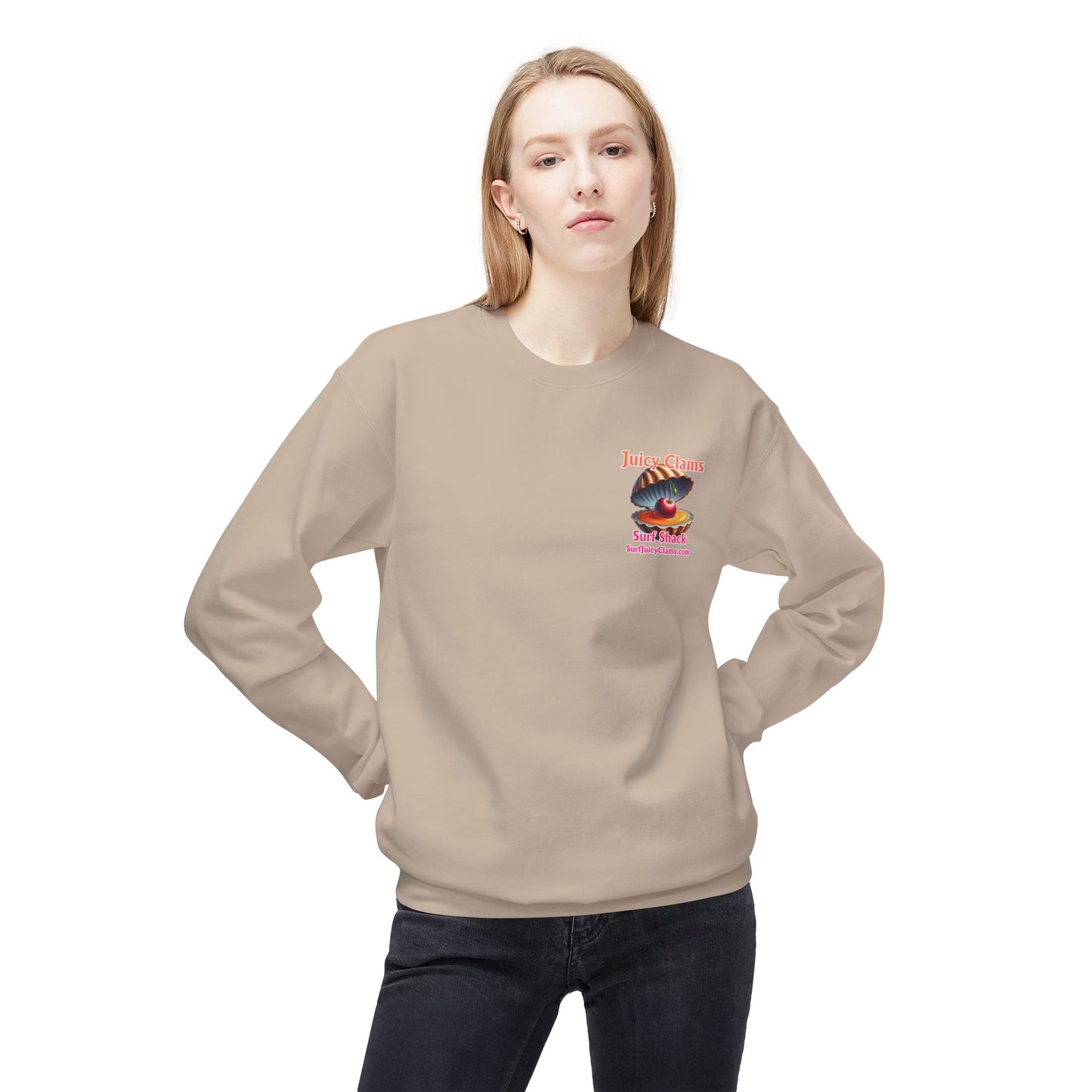 Juicy Clams Unisex Midweight Fleece Crewneck Sweatshirt (L021A)