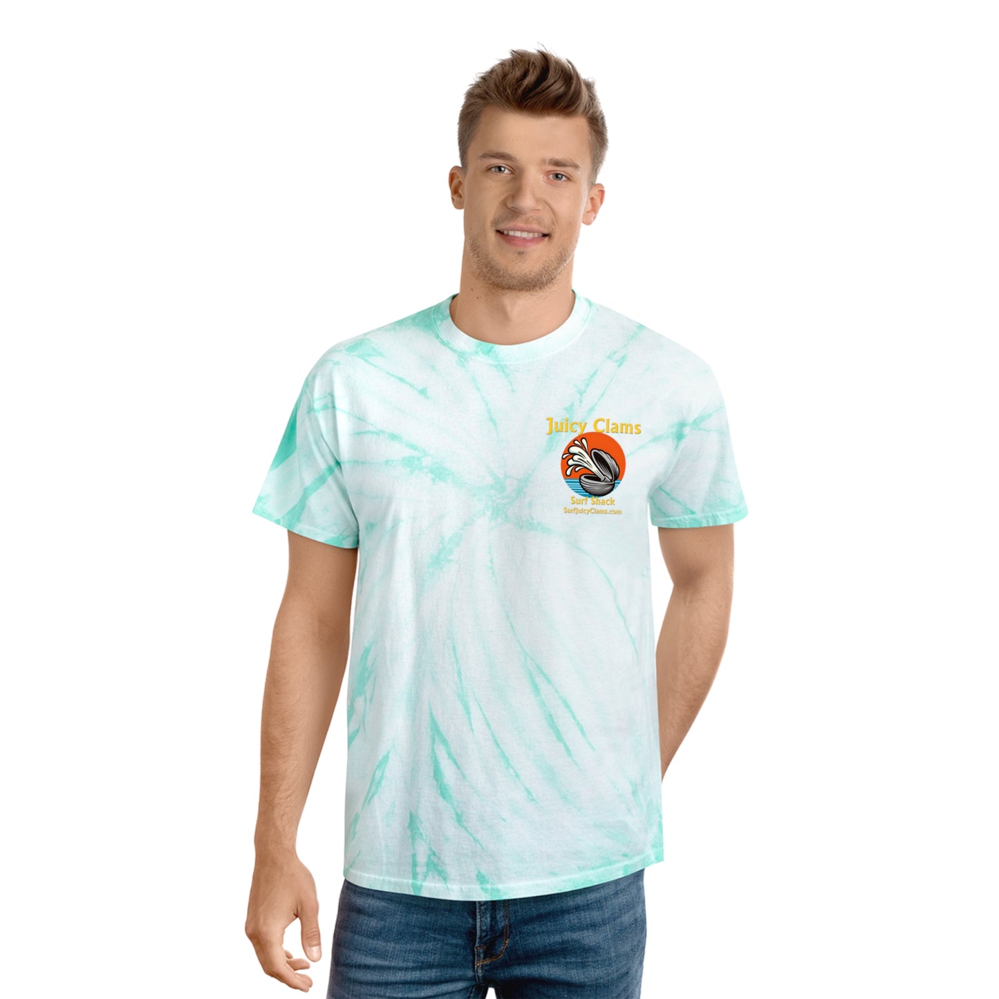 Juicy Clams Unisex Logo Cyclone Tie-Dye T-Shirt (A005)