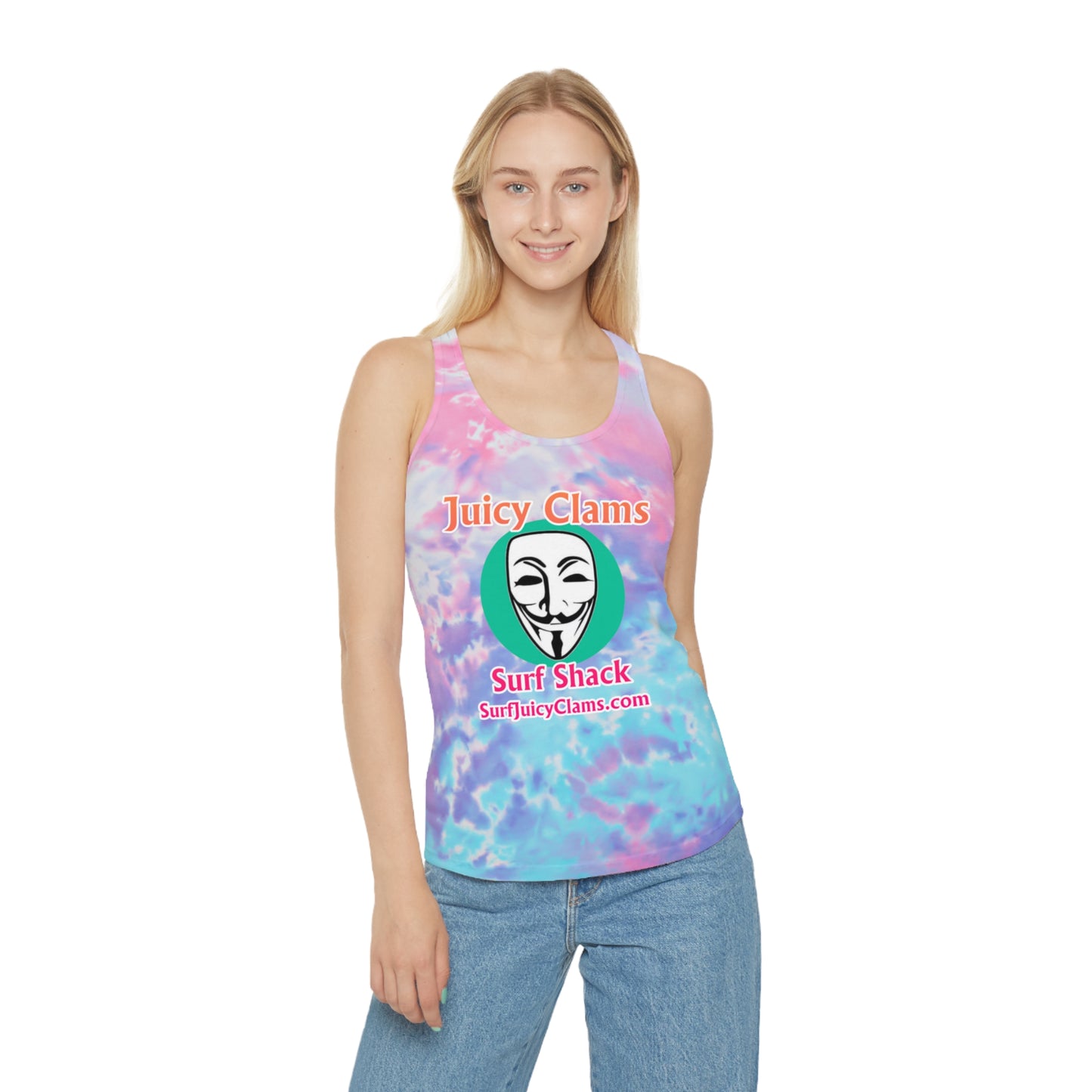 Juicy Clams Tie Dye Racerback Tank Top (L030)