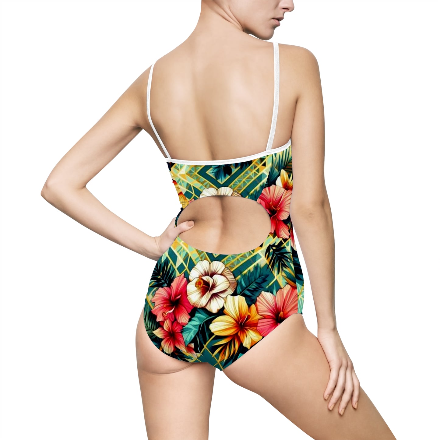 Juicy Clams Women's Spaghetti Strap One-Piece Swimsuit (H059)
