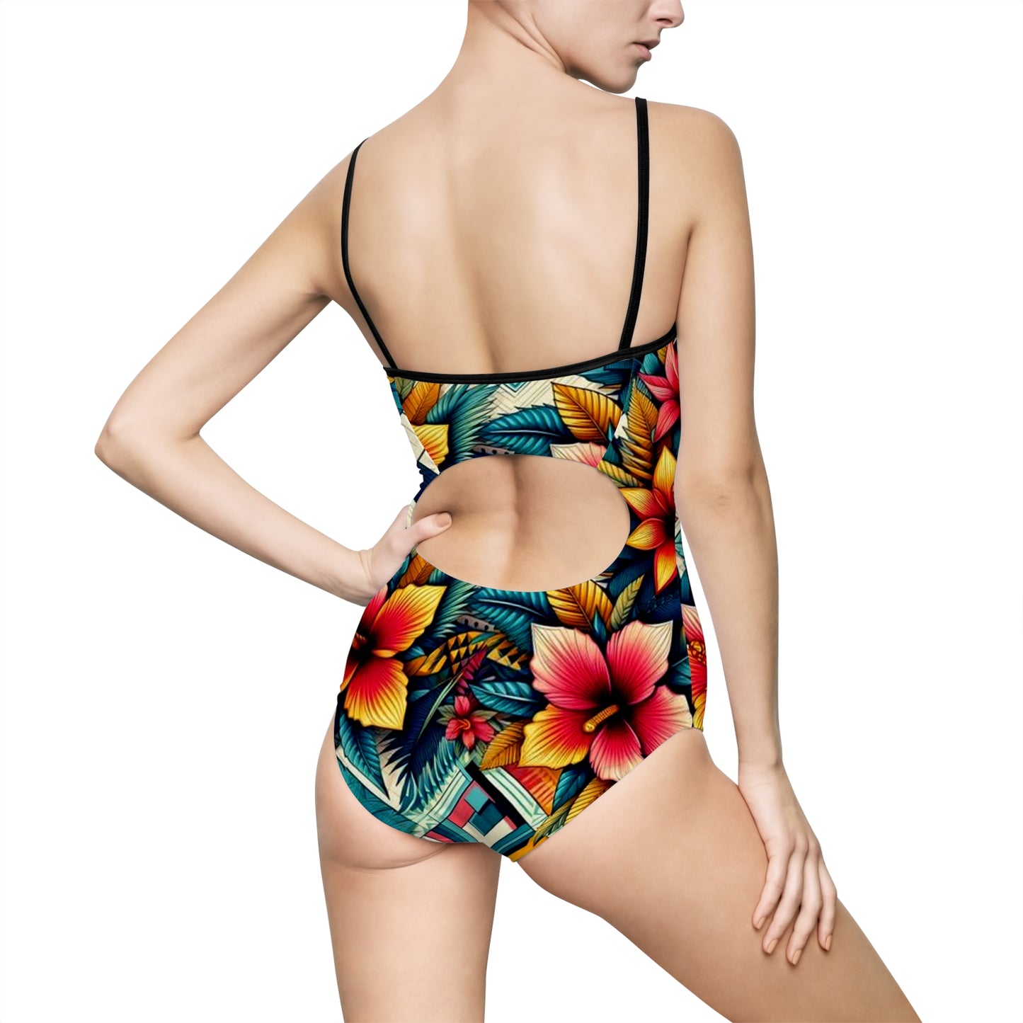 Juicy Clams Women's Spaghetti Strap One-Piece Swimsuit (H068)