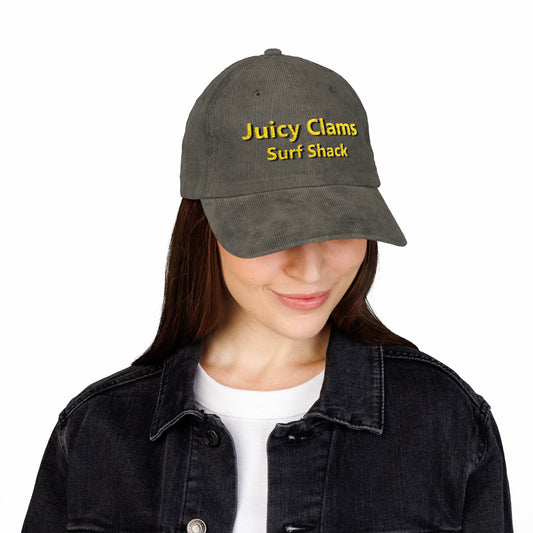 Juicy Clams Embroidered Corduroy Cap (E007)