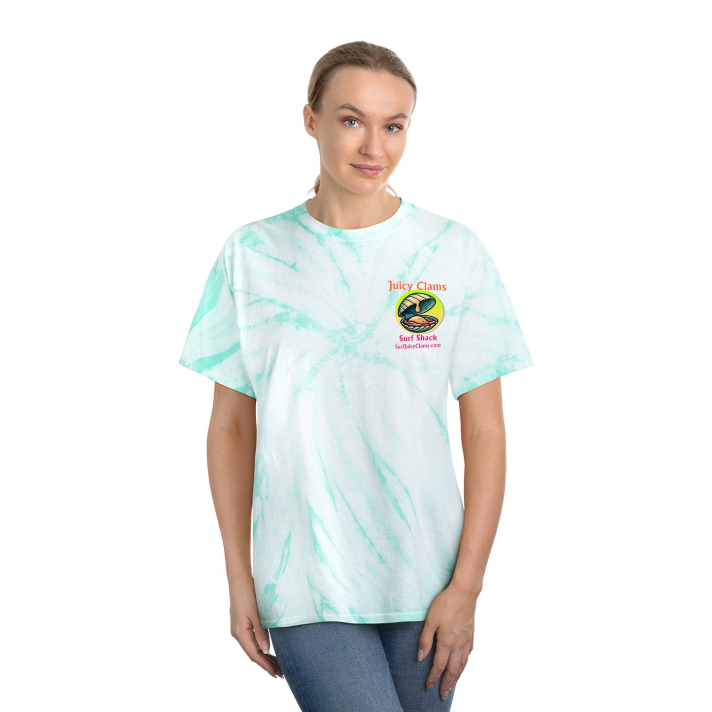Juicy Clams Unisex Logo Cyclone Tie-Dye T-Shirt (A010)