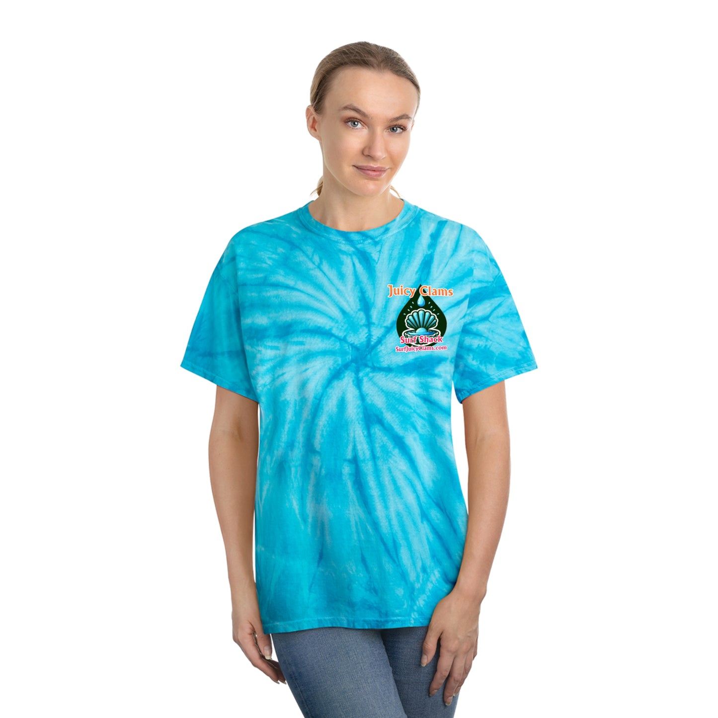 Juicy Clams Unisex Logo Cyclone Tie-Dye T-Shirt (A015)
