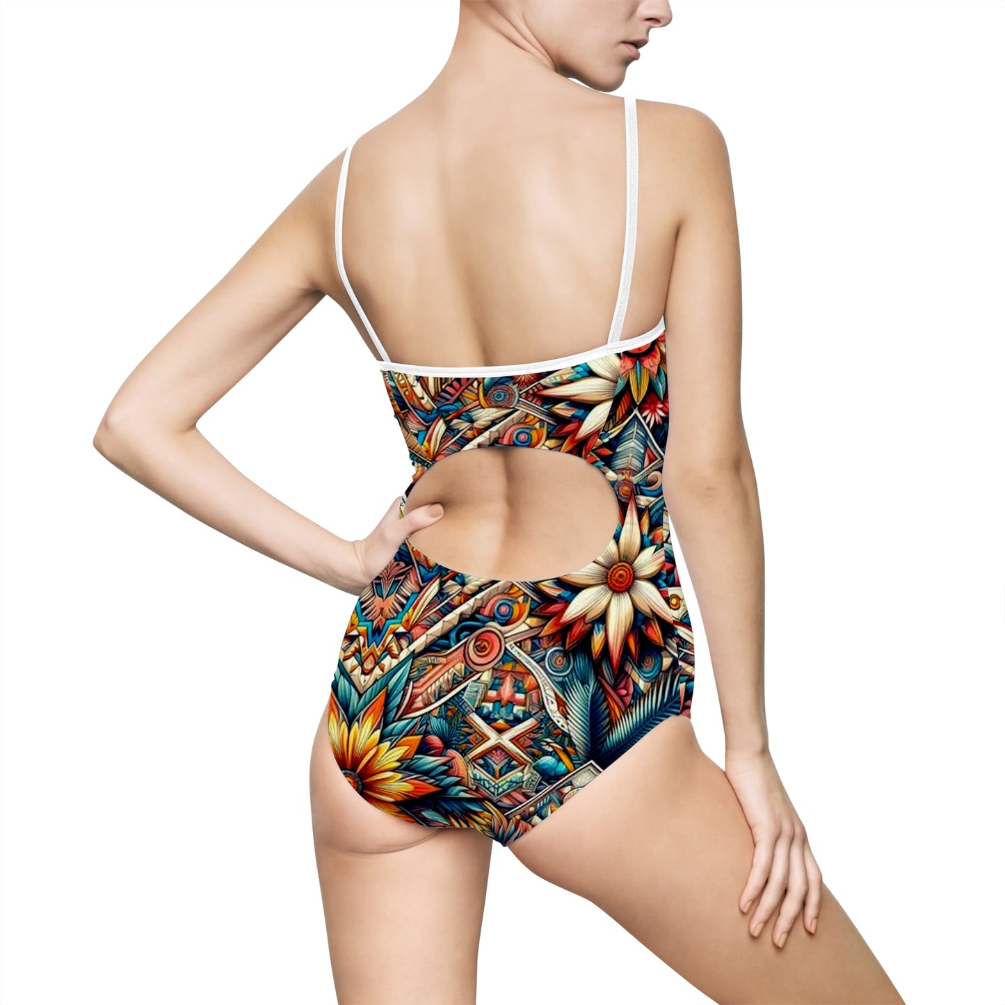 Juicy Clams Women's Spaghetti Strap One-Piece Swimsuit (H078)