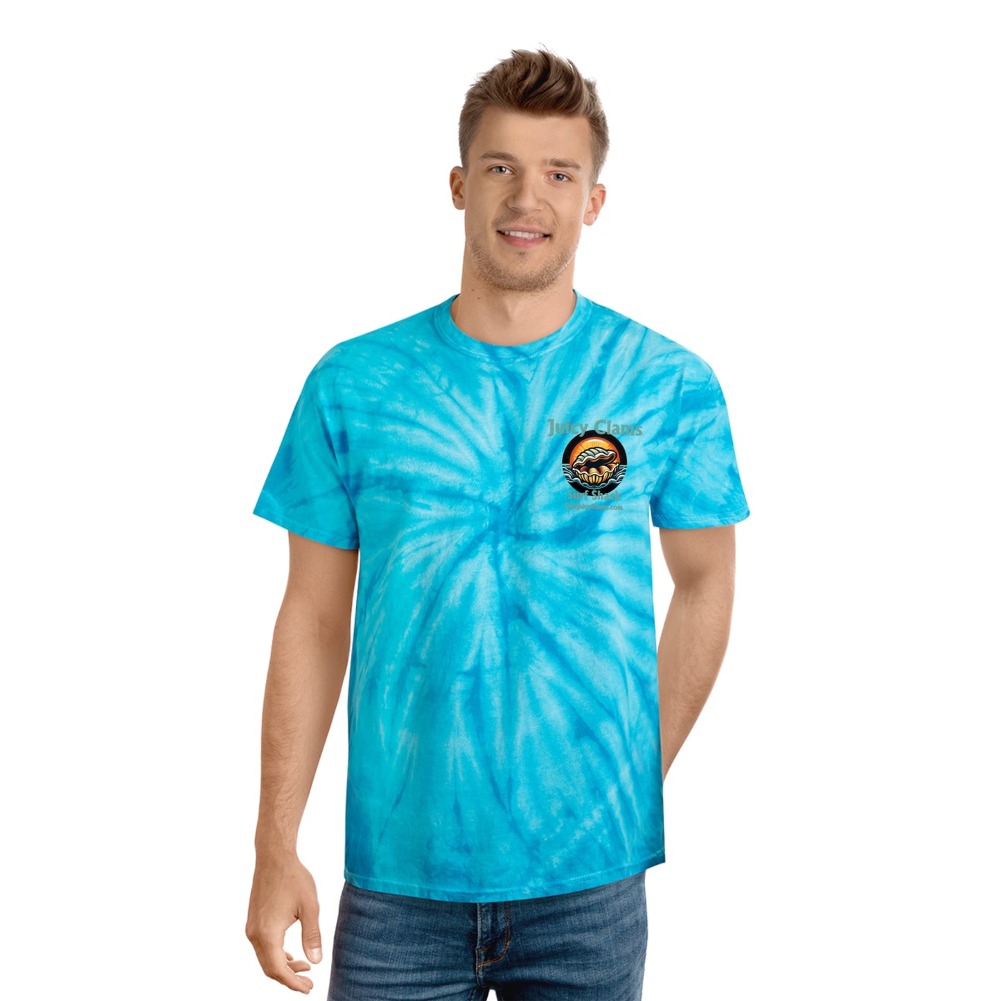 Juicy Clams Unisex Logo Cyclone Tie-Dye T-Shirt (A002)