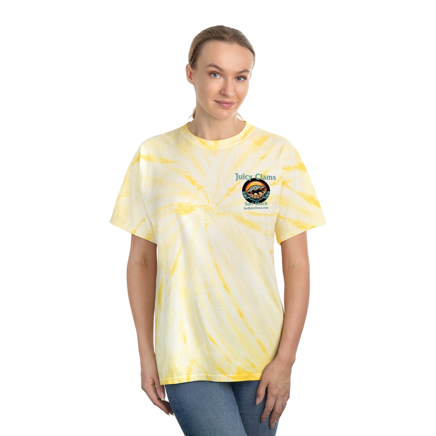 Juicy Clams Unisex Logo Cyclone Tie-Dye T-Shirt (A002)