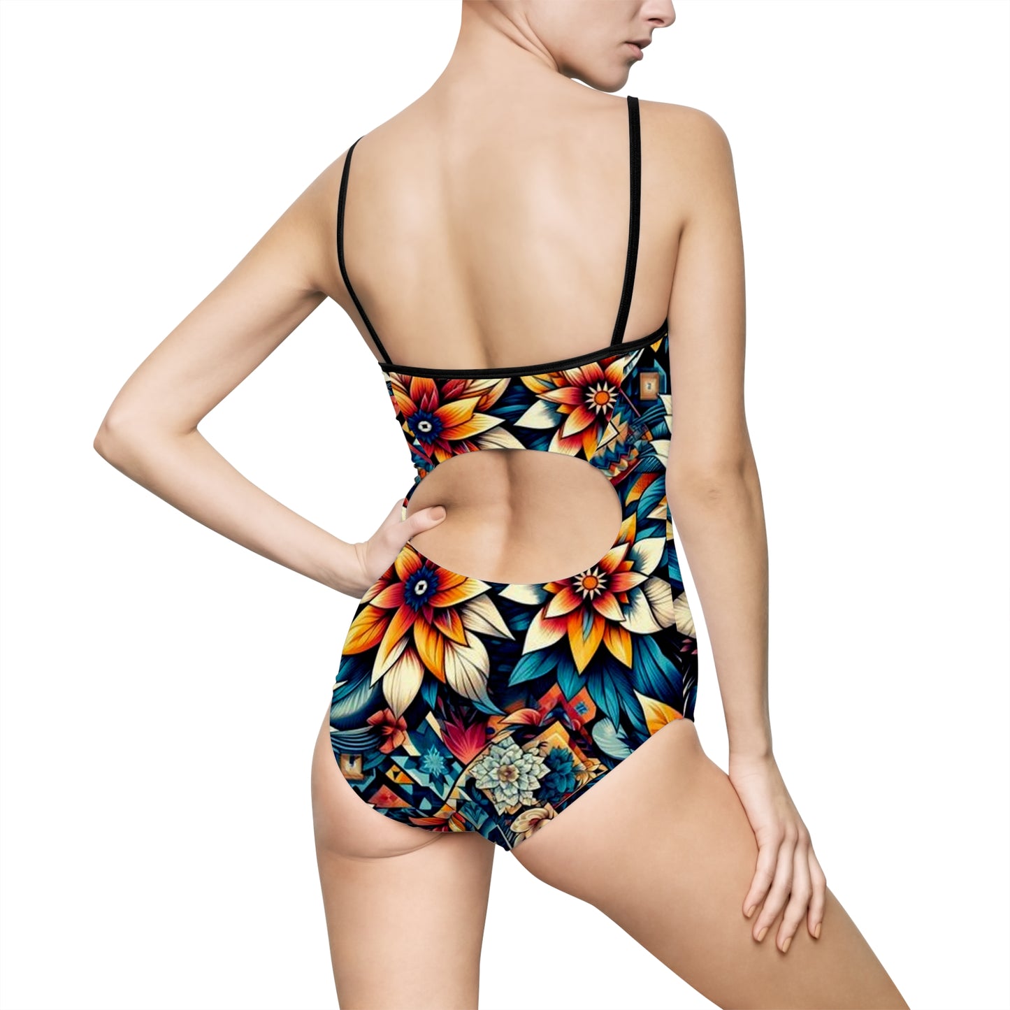 Juicy Clams Women's Spaghetti Strap One-Piece Swimsuit (H033)