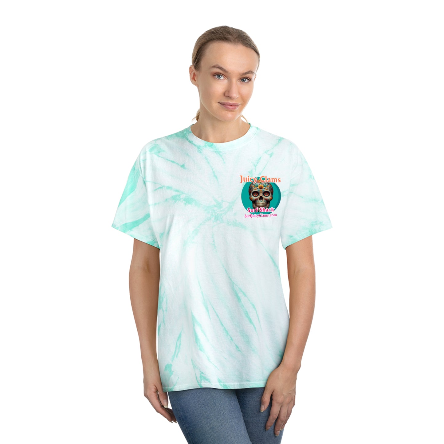 Juicy Clams Unisex Logo Cyclone Tie-Dye T-Shirt (A014)