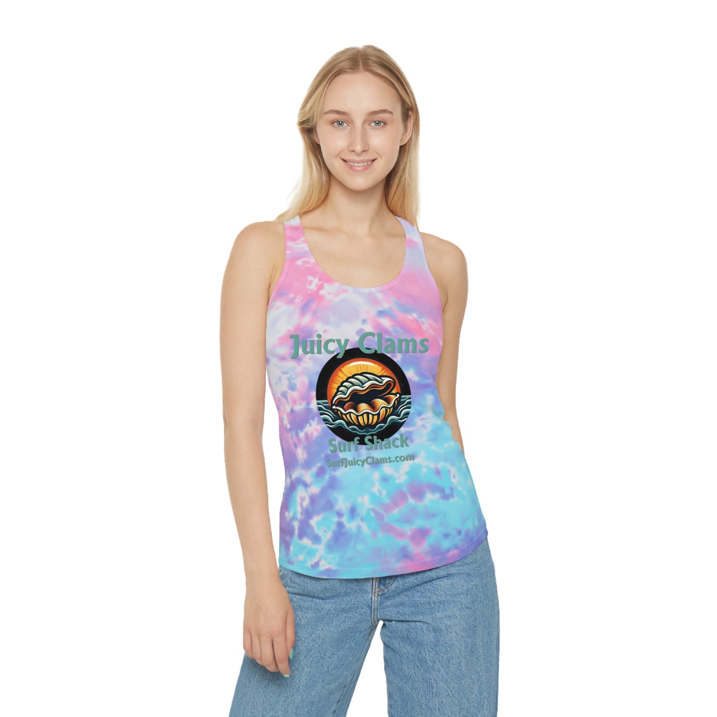 Juicy Clams Tie Dye Racerback Tank Top (L002)