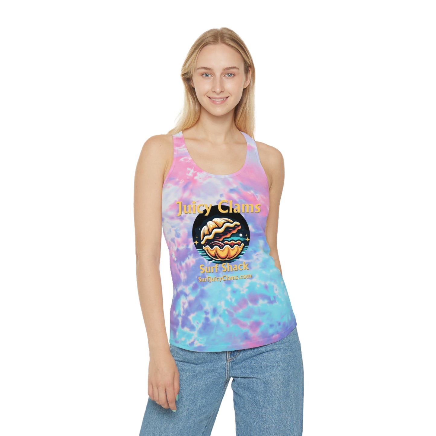 Juicy Clams Tie Dye Racerback Tank Top (L008)