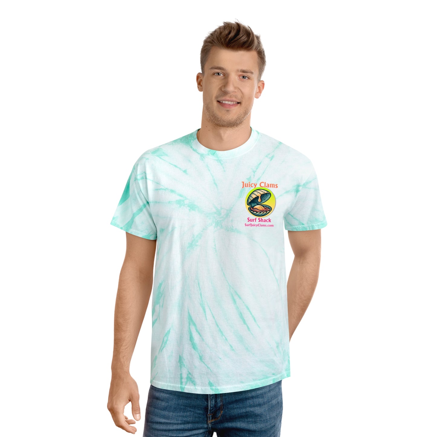 Juicy Clams Unisex Logo Cyclone Tie-Dye T-Shirt (A010)