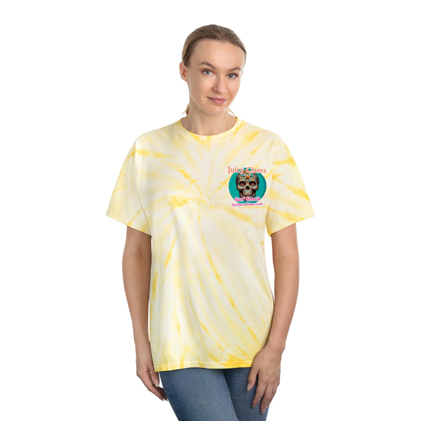 Juicy Clams Unisex Logo Cyclone Tie-Dye T-Shirt (A014)