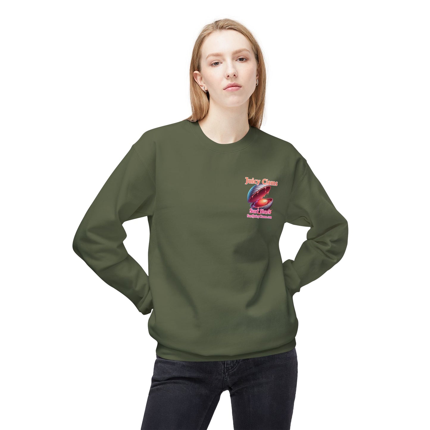 Juicy Clams Unisex Midweight Fleece Crewneck Sweatshirt (L023)