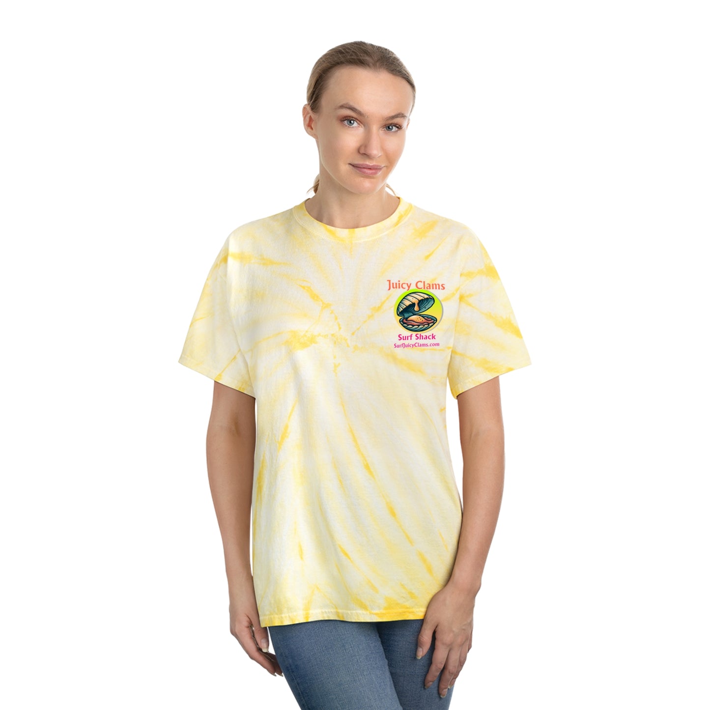 Juicy Clams Unisex Logo Cyclone Tie-Dye T-Shirt (A010)