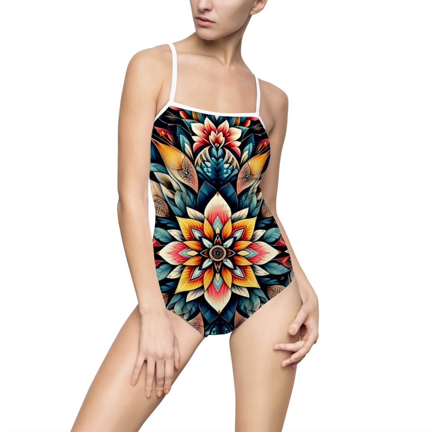Juicy Clams Women's Spaghetti Strap One-Piece Swimsuit (H037)