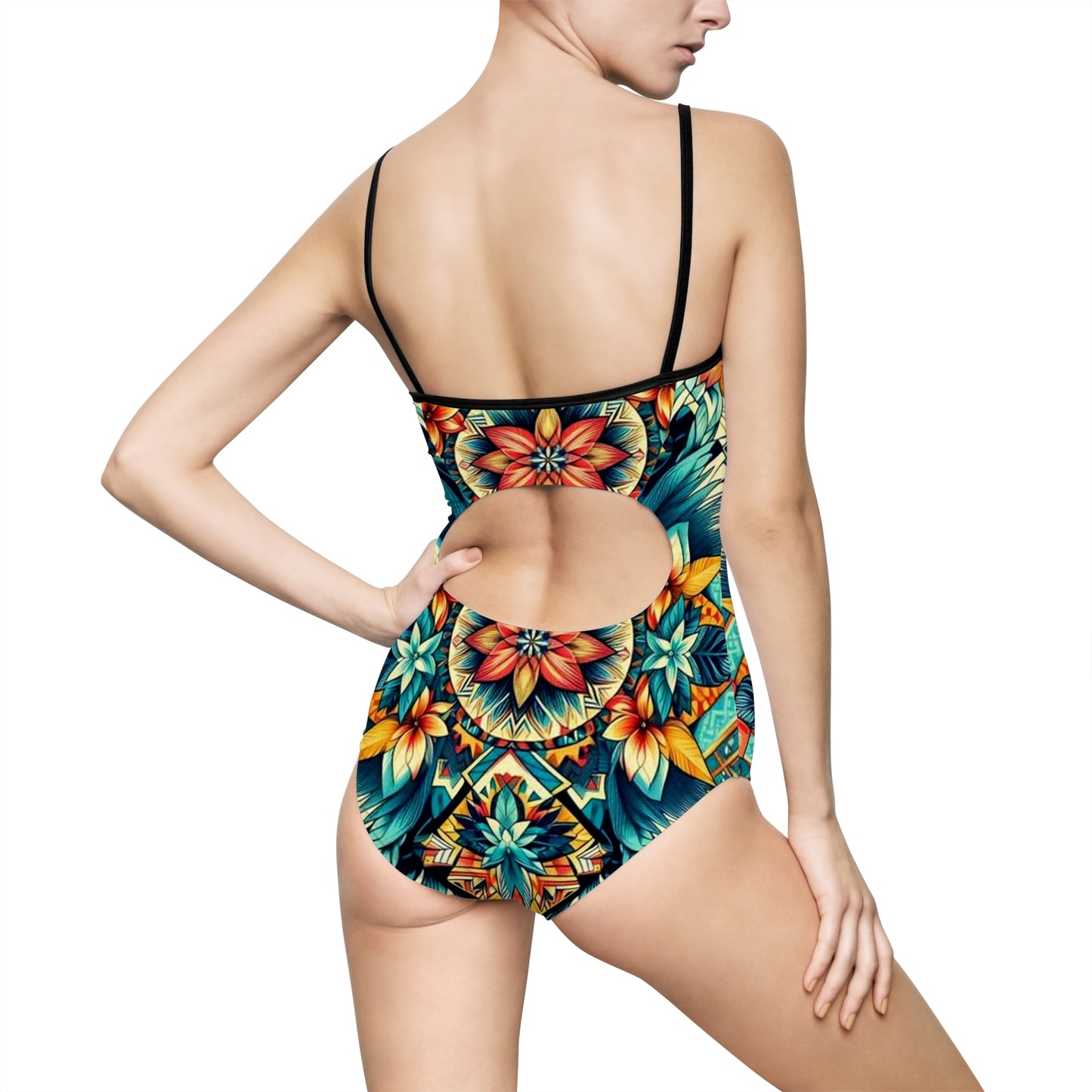 Juicy Clams Women's Spaghetti Strap One-Piece Swimsuit (H085)
