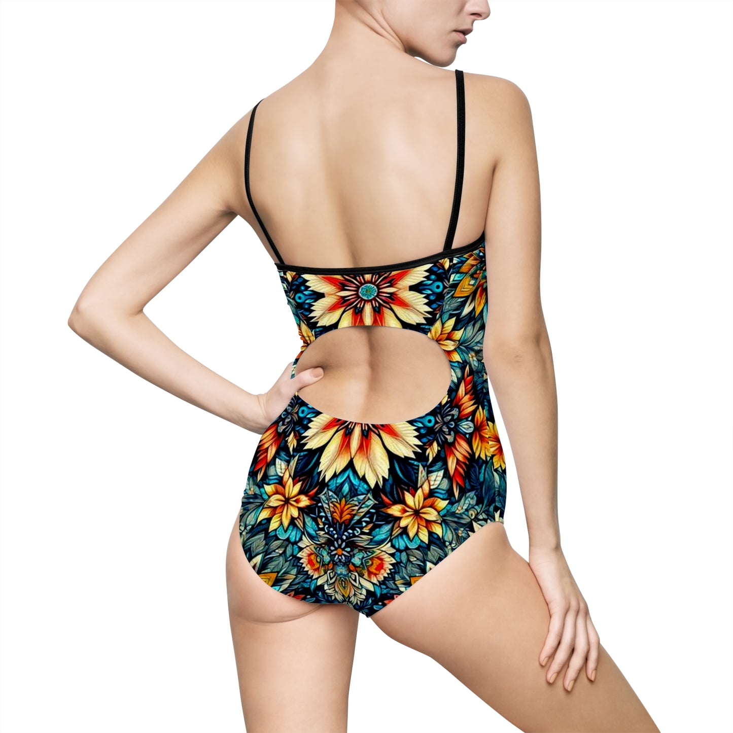 Juicy Clams Women's Spaghetti Strap One-Piece Swimsuit (H005)