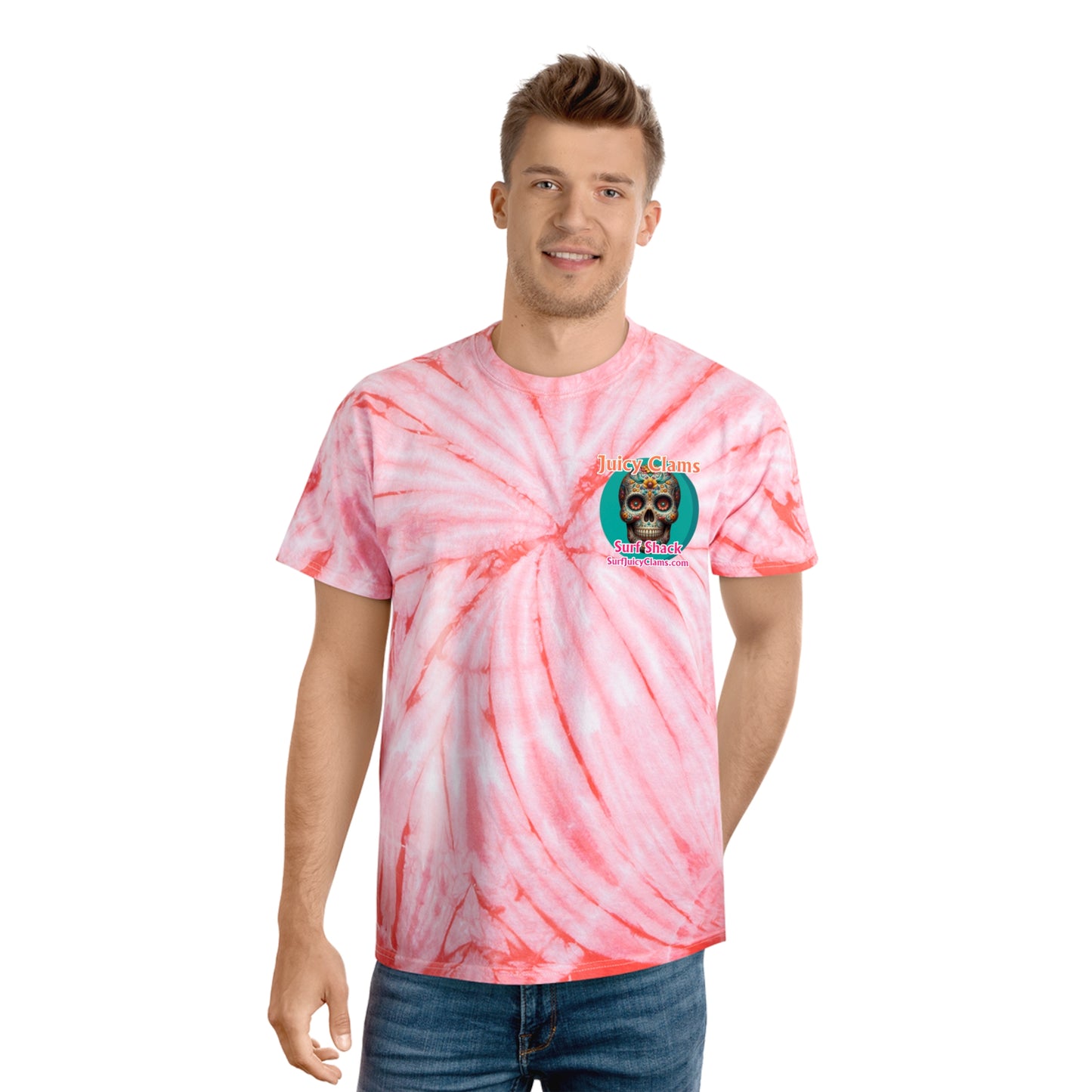 Juicy Clams Unisex Logo Cyclone Tie-Dye T-Shirt (A014)