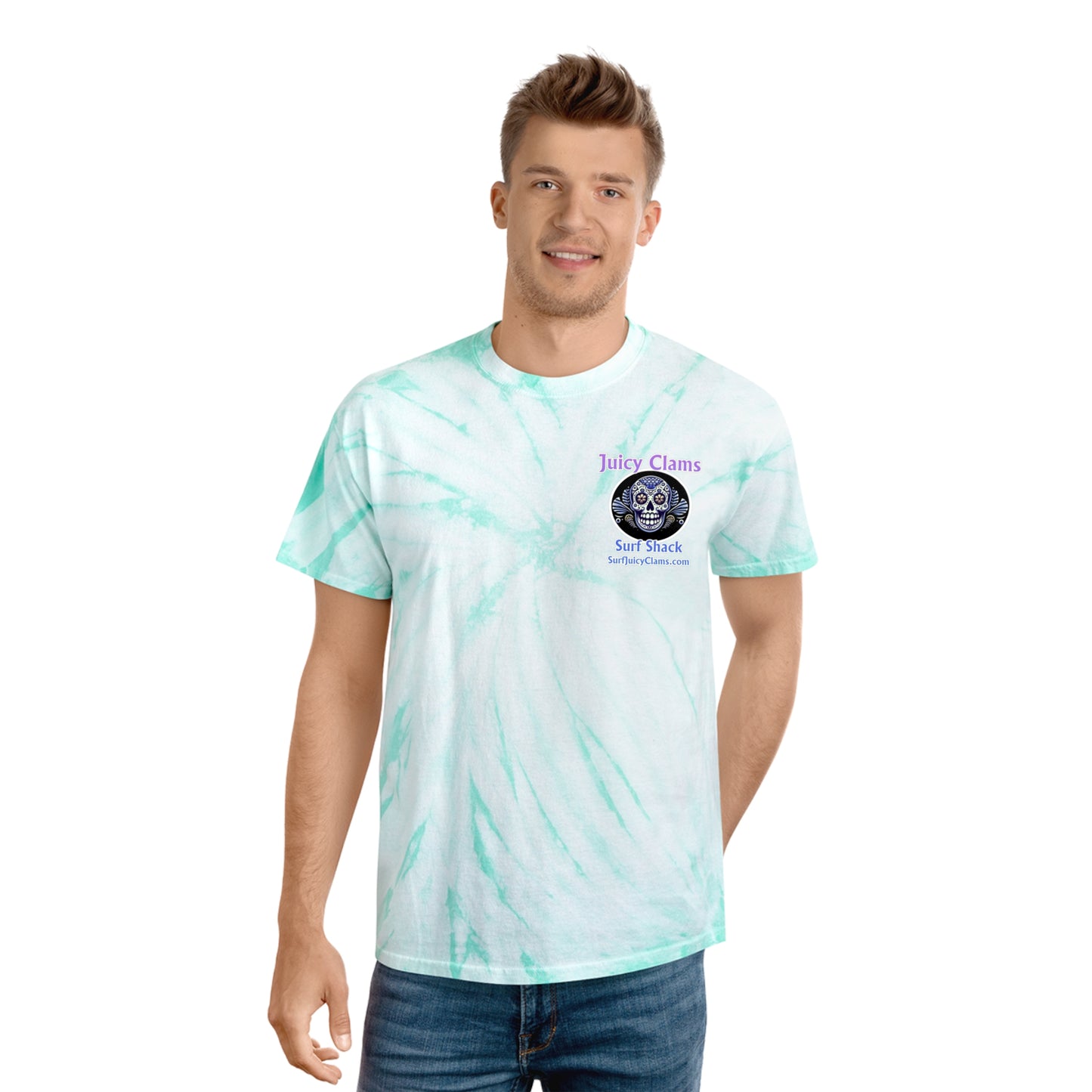 Juicy Clams Unisex Logo Cyclone Tie-Dye T-Shirt (A006)